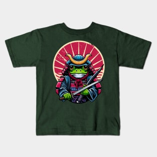 Frog Samurai Ready to Fight Evil Kids T-Shirt